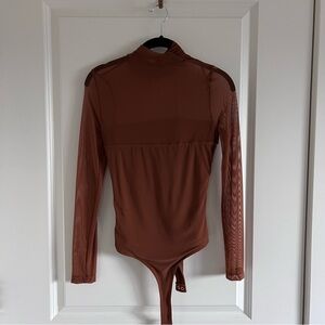 Sheer Brown Long Sleeve Bodysuit